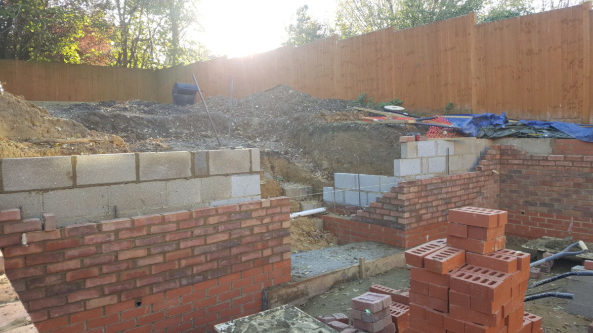 Brickwork and steps under construction
